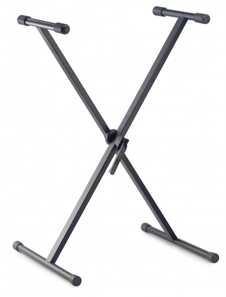 X Style keyboard stand with adjustable height-locking jaw