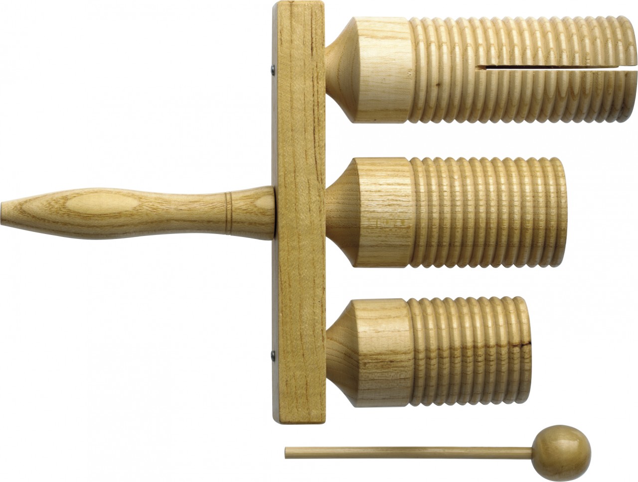3-tone wooden agogô bell with beater