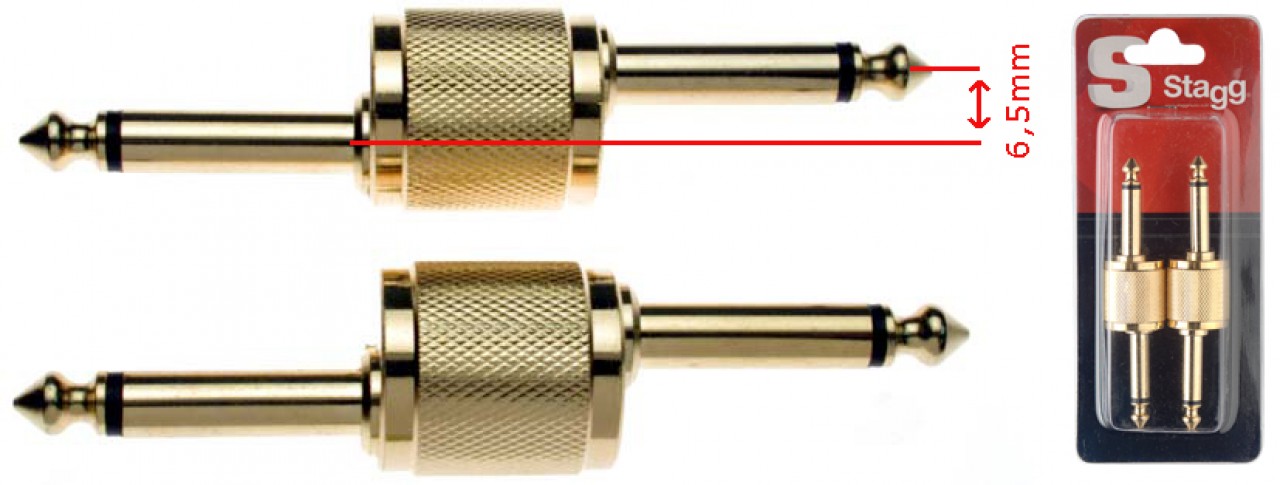 2x Male jack-plug/ male jack-hook adaptor in blister packaging
