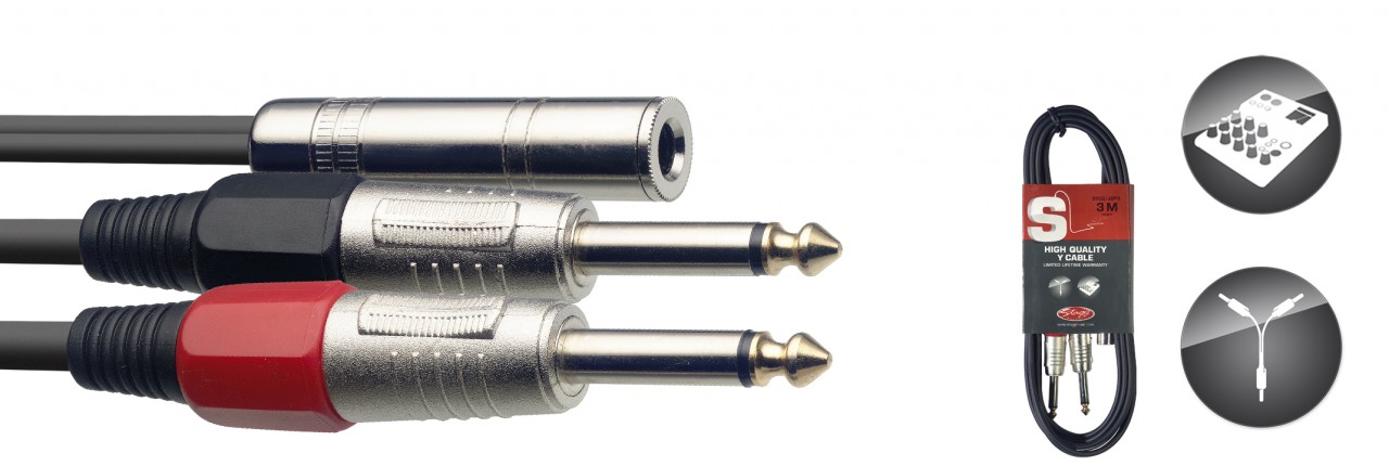 Y cable, jack/jack (f/m), 50 cm (1.6')