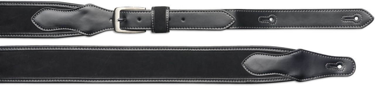 Black leather guitar strap