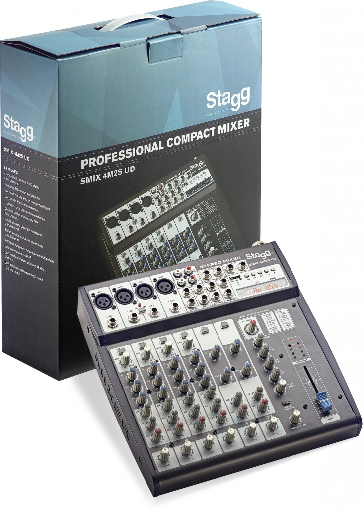 Multi-channel stereo mixer w/ 2-4 mono, 2 stereo input channels + USB input