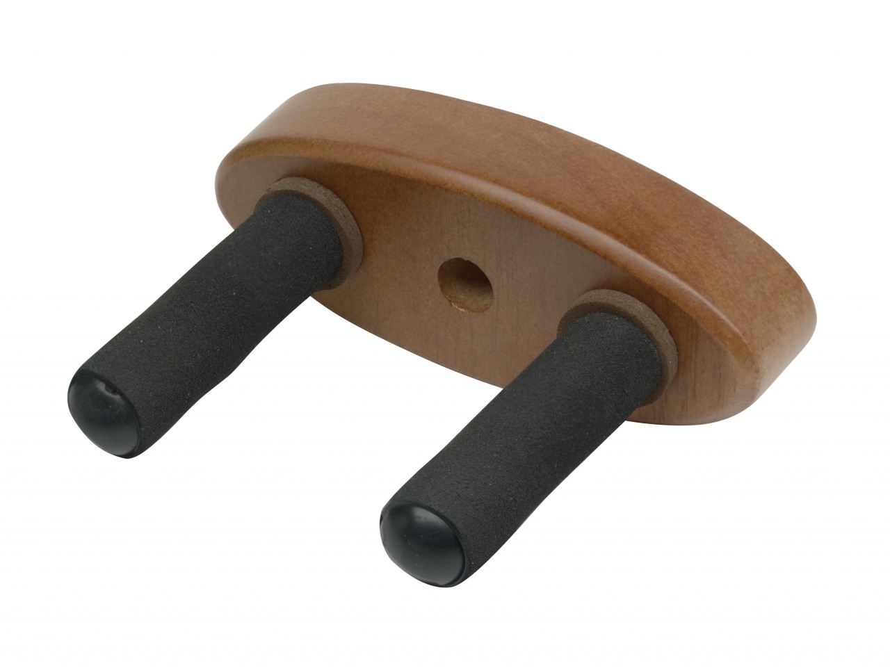 Wall-mounted holder w/ oval wooden base for ukuleles, mandolins and violins