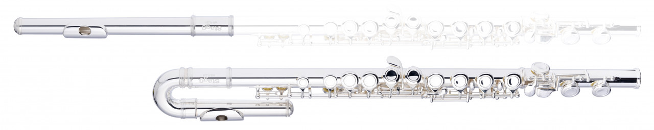 C flute, 2 head joints w/curved, closed holes, offset G, split E