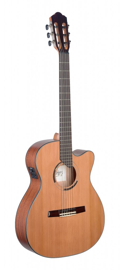 Eresma series cutaway acoustic-electric classical guitar with solid cedar top and hybrid neck
