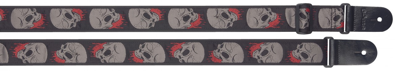 Woven nylon guitar strap w/ "Skull n' Blood" pattern