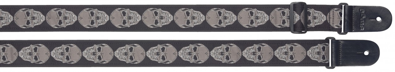 Woven nylon guitar strap w/ "Skull Face" pattern