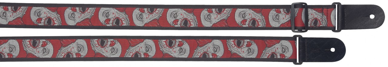 Woven nylon guitar strap w/ "Clown n' Blood" pattern