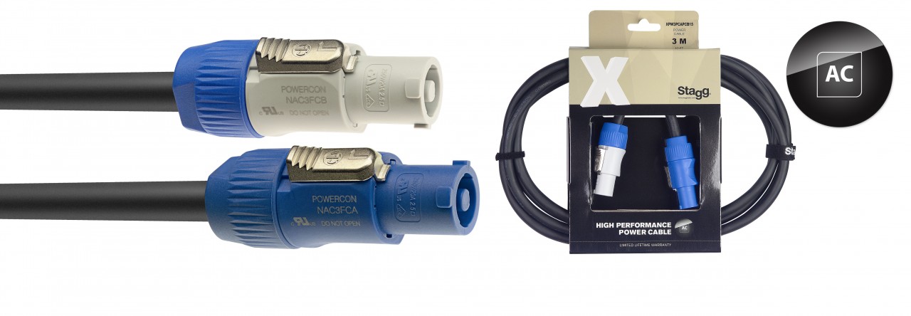 X series power cable, powerCON A/powerCON B (m/m), 1.5 m (5')