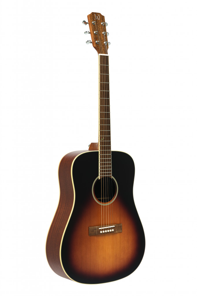 4/4 acoustic dreadnought guitar with solid cedar top, Ezra series