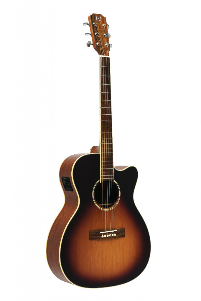 4/4 cutaway acoustic-electric orchestra guitar with solid cedar top, Ezra series