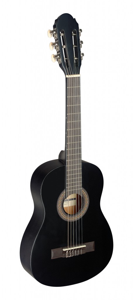 1/4 black classical guitar with linden top