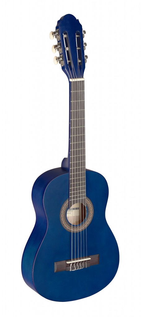 1/4 blue classical guitar with linden top