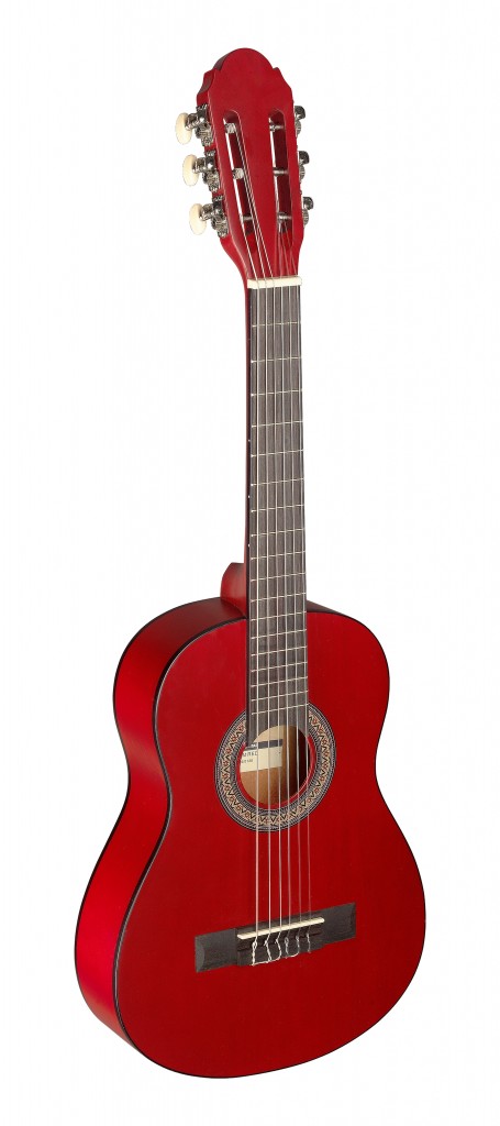 1/4 red classical guitar with linden top