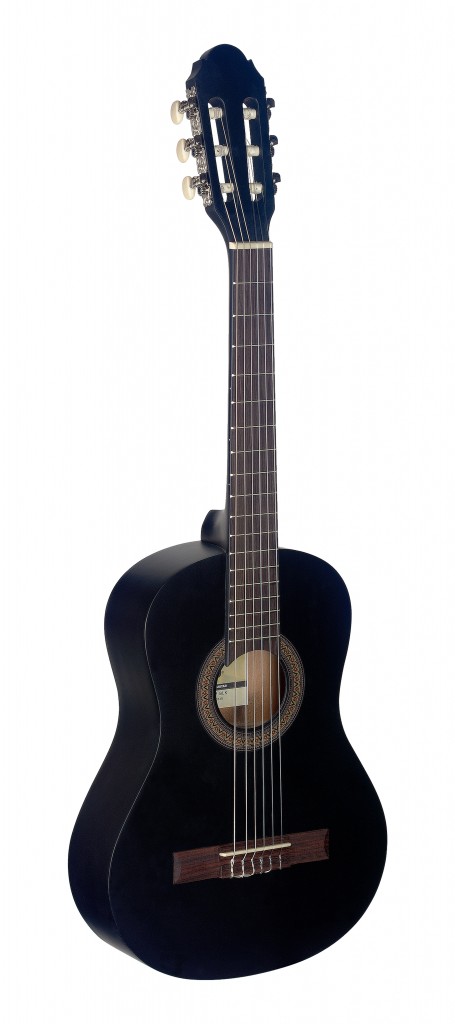 1/2 black classical guitar with linden top