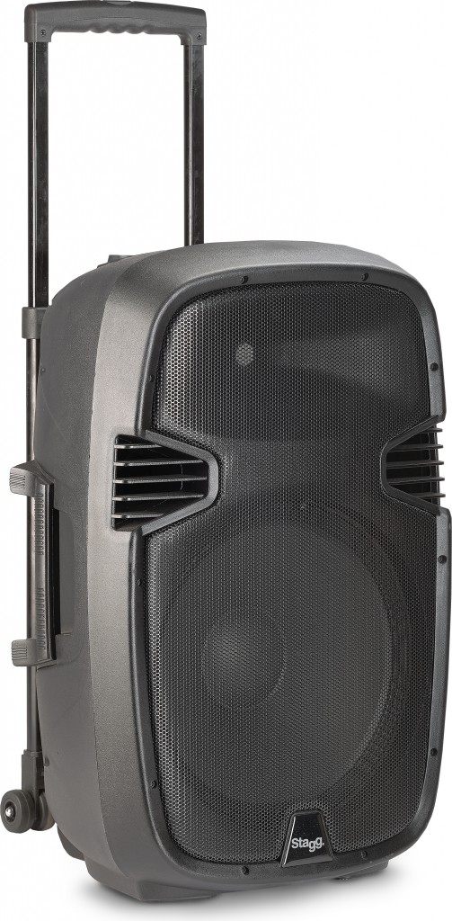 15" 2-way active PA trolley speaker, analog, class B, bi-amplification, 200 watts peak power