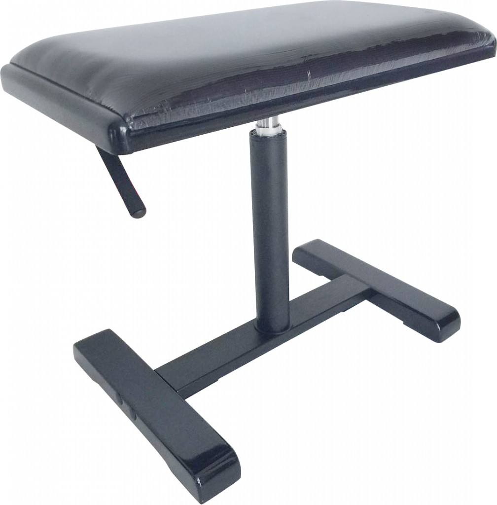 Highgloss black hydraulic piano bench with black fireproof velvet top and central leg
