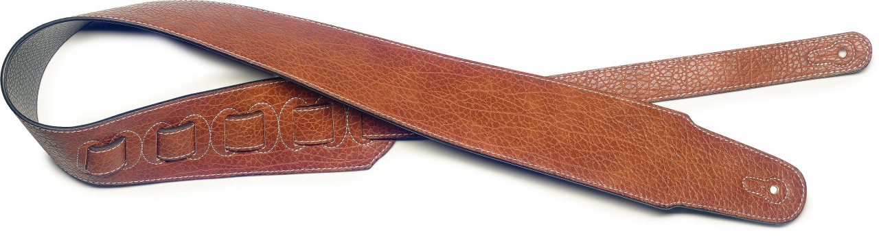 Brown leatherette guitar strap