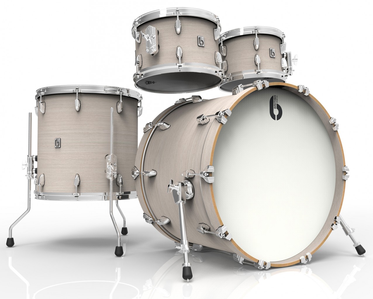 Legend Fusion 22 4-piece drum set, cold-pressed birch 6 mm shells, Whitechapel finish