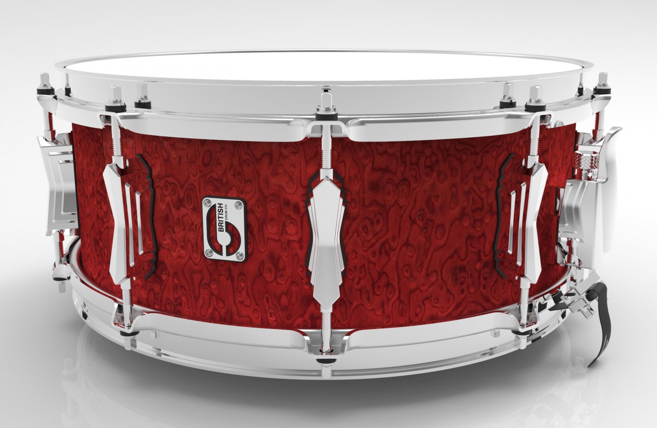 14 x 5.5" Legend snare drum, cold-pressed birch 6 mm shell, Buckingham Scarlett finish