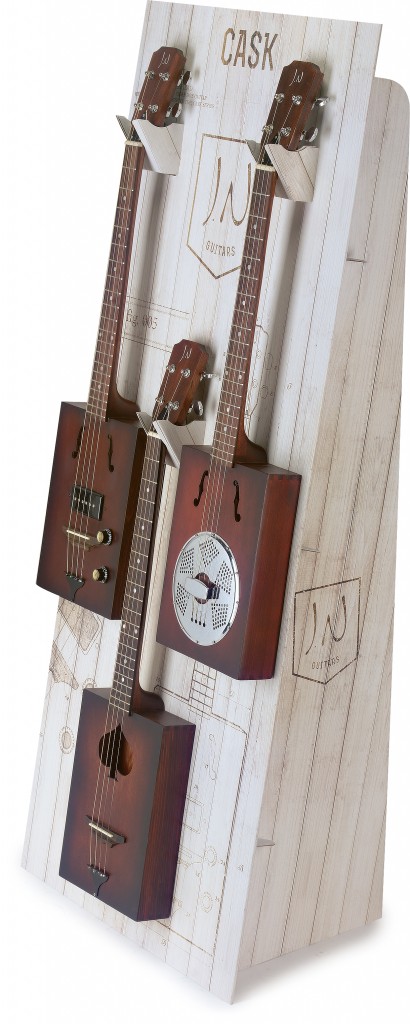 Cardboard display for 3 Cask guitars