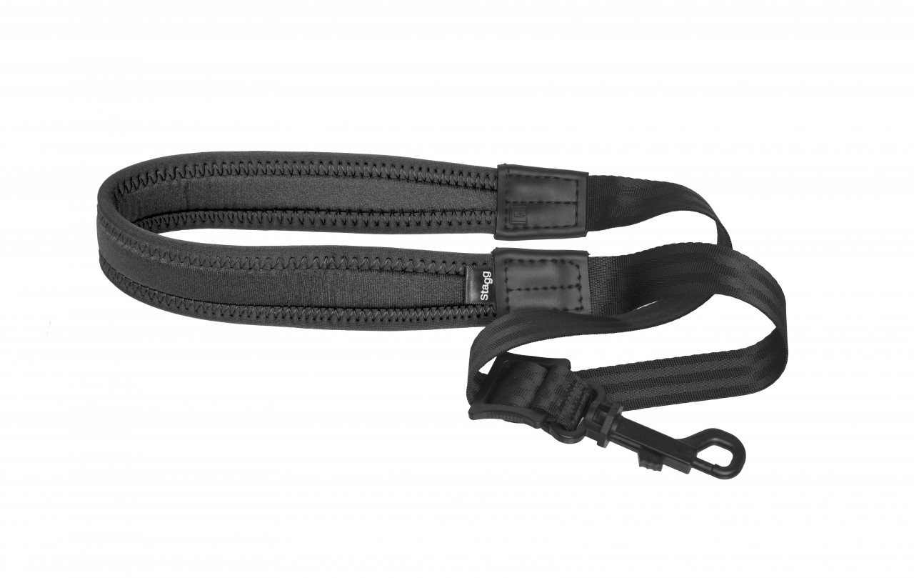 Fully-adjustable Easy saxophone strap with soft shoulder padding, black, XL
