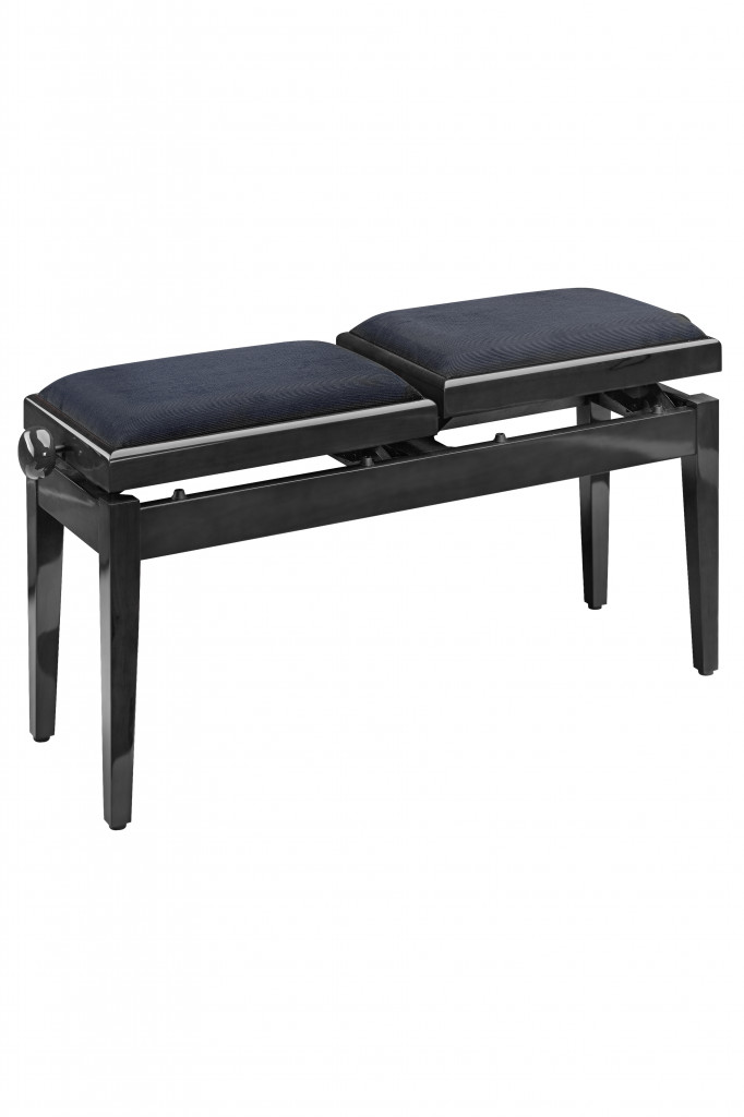 Twin piano bench, black, highgloss, with fireproof black velvet top